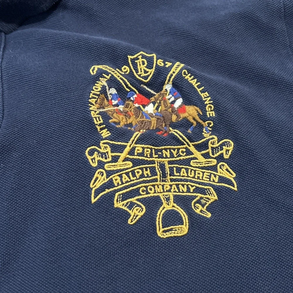 Polo Ralph Lauren Costume Slim Fit Triple Pony Polo Shirt Navy XL